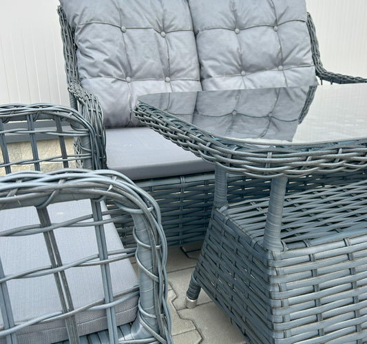 Градински Комплект "Калифорния" - 2 стола , канапе с възглавници и стъклена маса