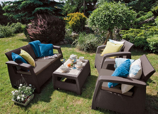 Градински Комплект "Флорида" - 2 стола, 1 диван, 1 холна маса, възглавници