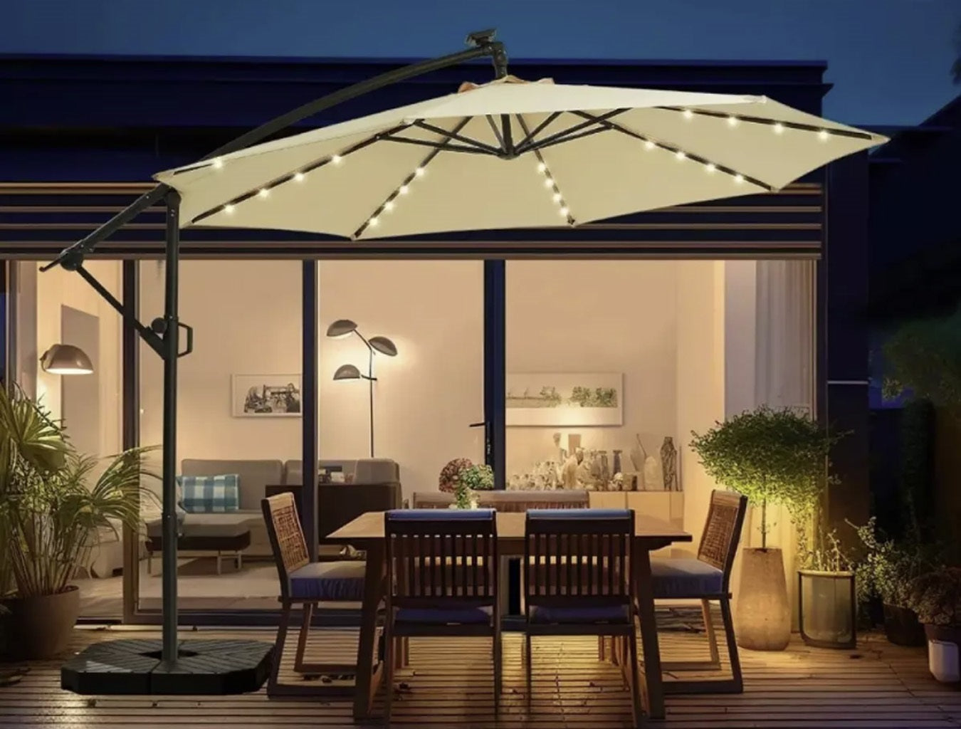 Висококачествен 3M Чадър с LED Светлини и UV Защита