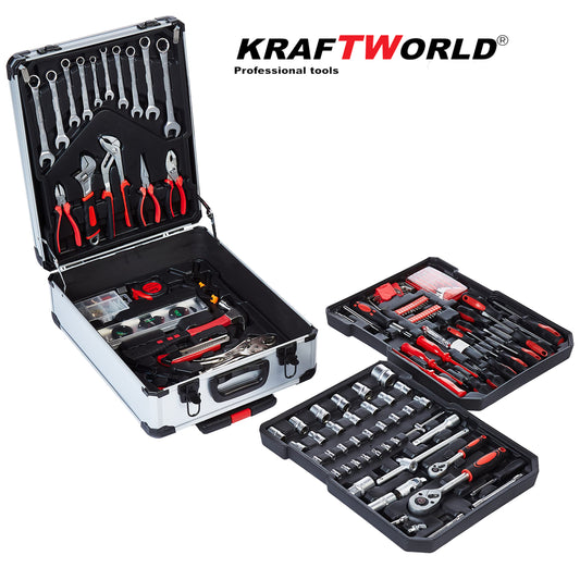 Куфар с инструменти 1200 части KraftWorld -ключове, тресчотка, клещи, отвертки