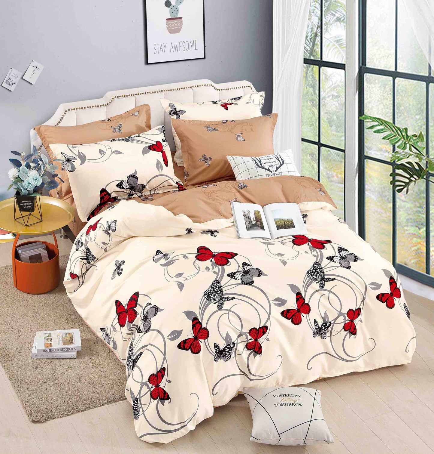 Спално Бельо "Червени пеперудки" от 6 части