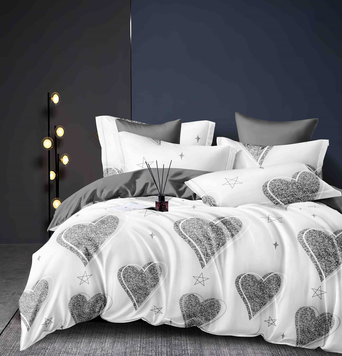 Спално Бельо "Сиви сърца" от 6 части