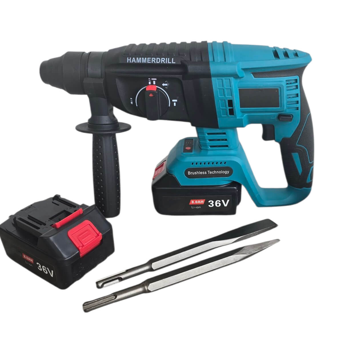 Безчетков акумулаторен перфоратор 36V, SDS-plus, с шило и секач