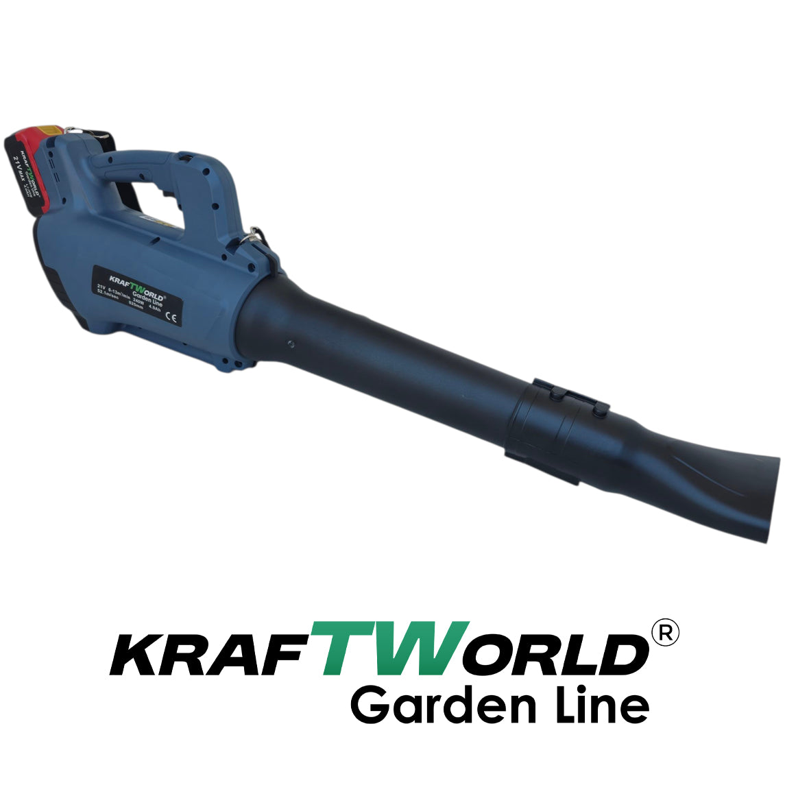 Акумулаторна духалка за листа KraftWorld 21V, 2×4Ah батерии