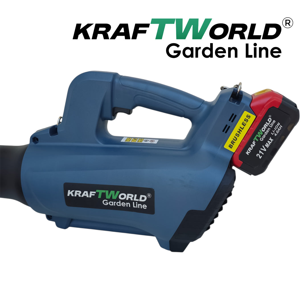 Акумулаторна духалка за листа KraftWorld 21V, 2×4Ah батерии