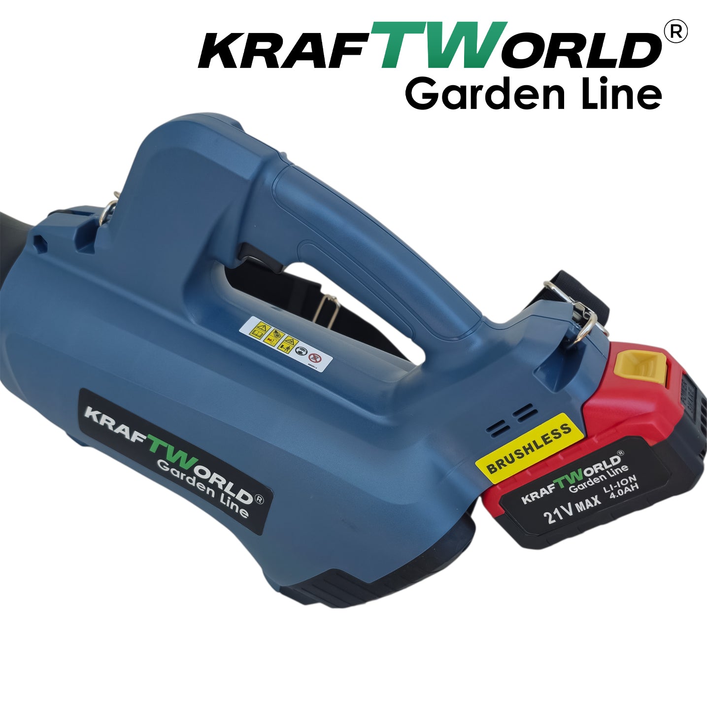 Акумулаторна духалка за листа KraftWorld 21V, 2×4Ah батерии