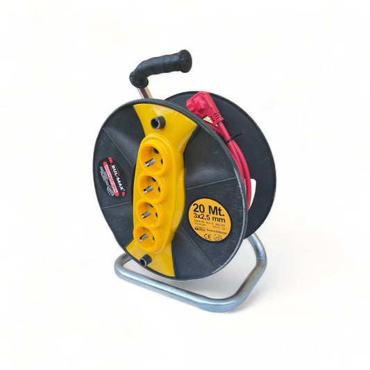 Удължител с макара Bul-Max 20m, 4 гнезда, 3×2,5 mm, транспортна дръжка