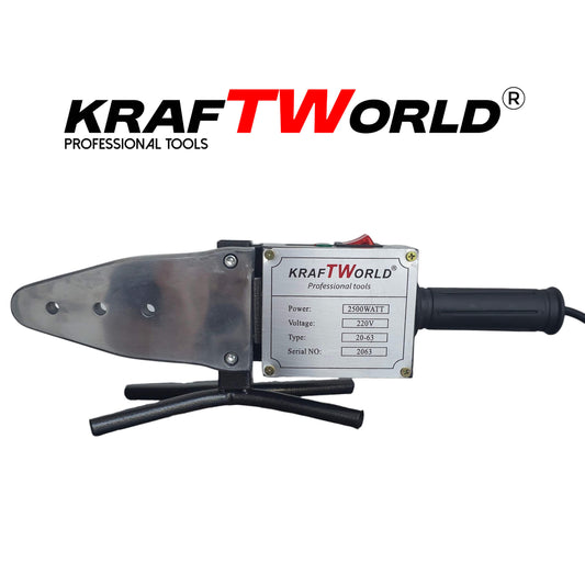 Поялник за полипропиленови тръби Ф20–63 мм KraftWorld 2500W Лепачка за ППР + ножица и ръкавици