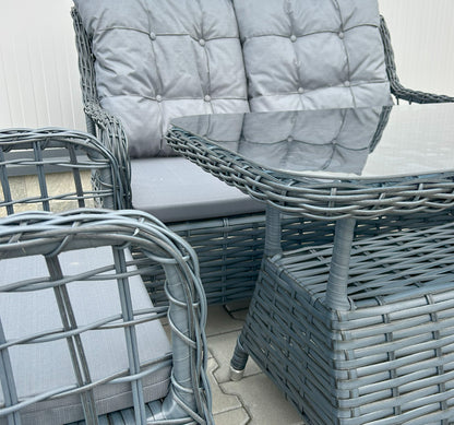 Градински Комплект "Калифорния" - 2 стола , канапе с възглавници и стъклена маса