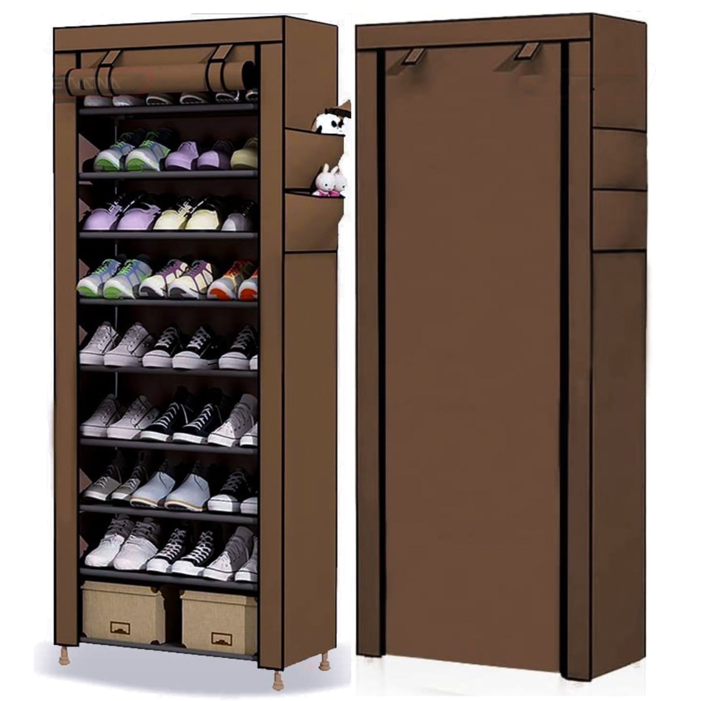 Текстилен шкаф за обувки с 9 рафта – до 27чифта