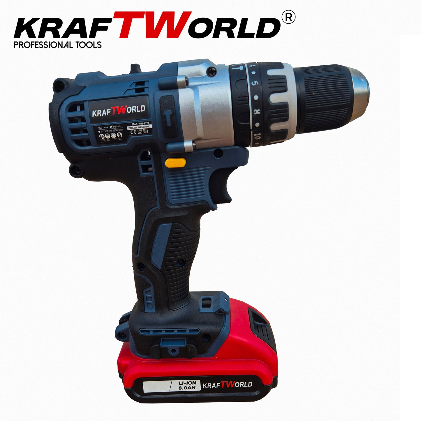 Акумулаторен Ударен Винтоверт KraftWorld с 2 Батерии + 111 Части Инструменти в Куфар