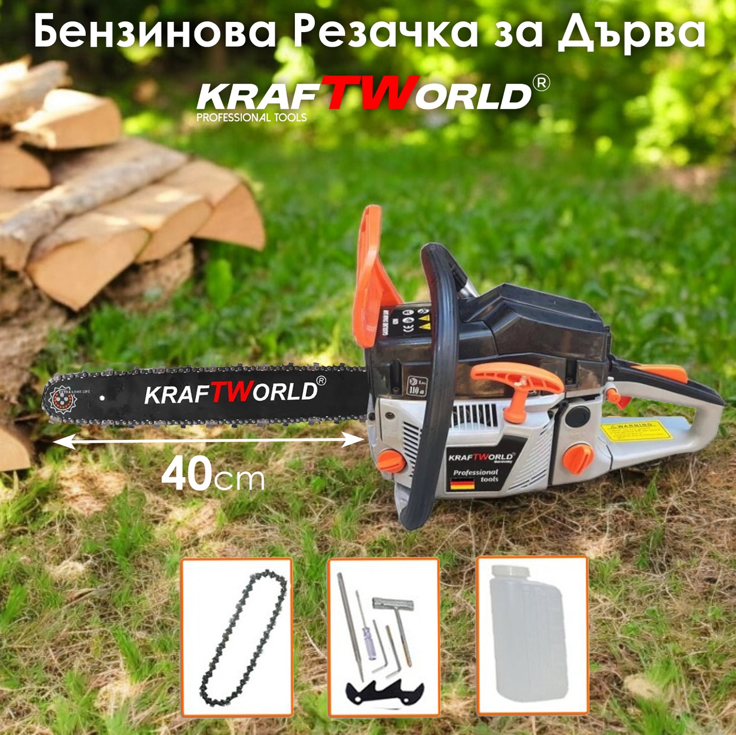Бензинова резачка за дърва и Спирачка за Безопасност