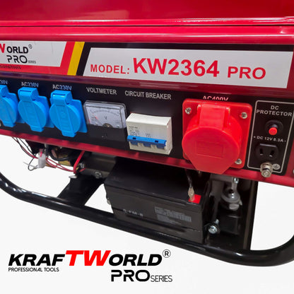 Четиритактов Бензинов генератор KraftWorld PRO 4.5 kW Агрегат за ток с електрически старт и акумулатор