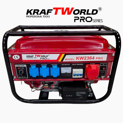 Четиритактов Бензинов генератор KraftWorld PRO 4.5 kW Агрегат за ток с електрически старт и акумулатор