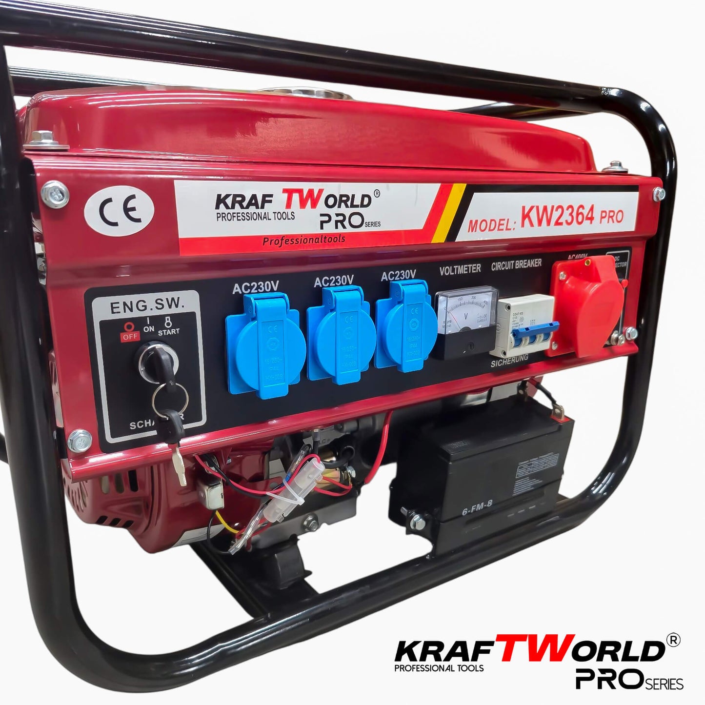Четиритактов Бензинов генератор KraftWorld PRO 4.5 kW Агрегат за ток с електрически старт и акумулатор