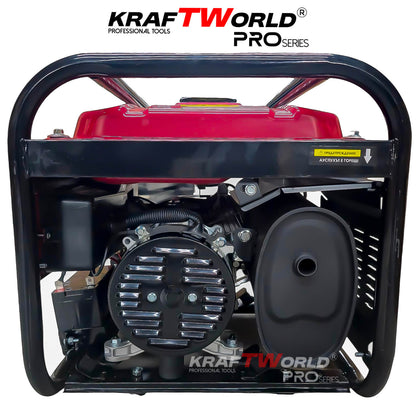 Четиритактов Бензинов генератор 4.5 kW с дистанционно запалване KraftWorld PRO Агрегат за ток с електрически старт и акумулатор