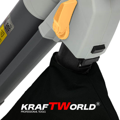Електрически листосъбирач KraftWorld 3000W – Издухване, Засмукване, Раздробяване