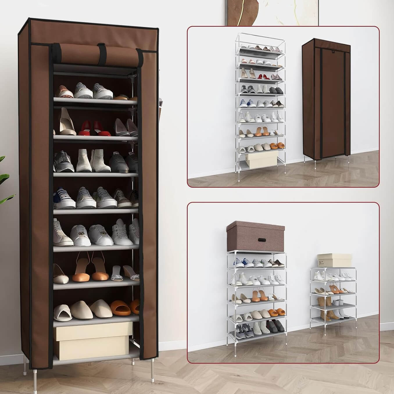 Текстилен шкаф за обувки с 9 рафта – до 27чифта