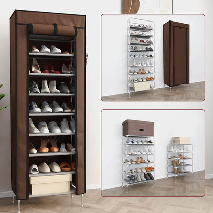 Текстилен шкаф за обувки с 9 рафта – до 27чифта