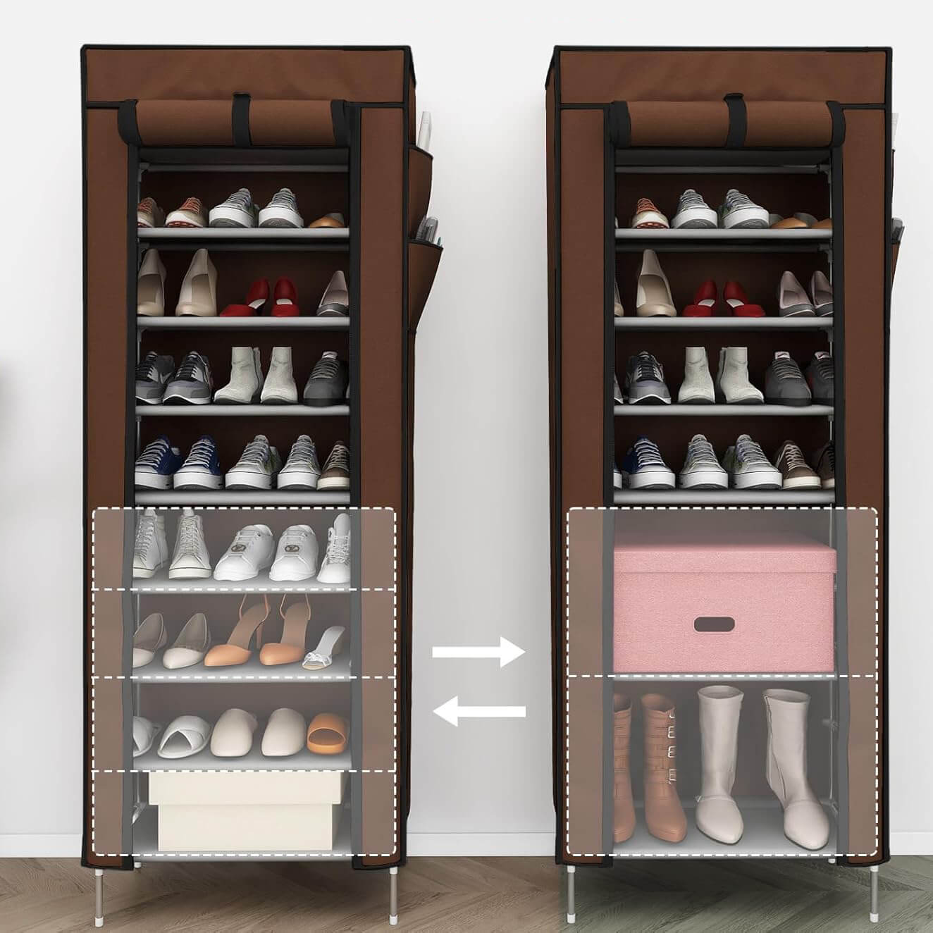 Текстилен шкаф за обувки с 9 рафта – до 27чифта