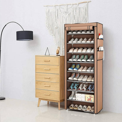 Текстилен шкаф за обувки с 9 рафта – до 27чифта